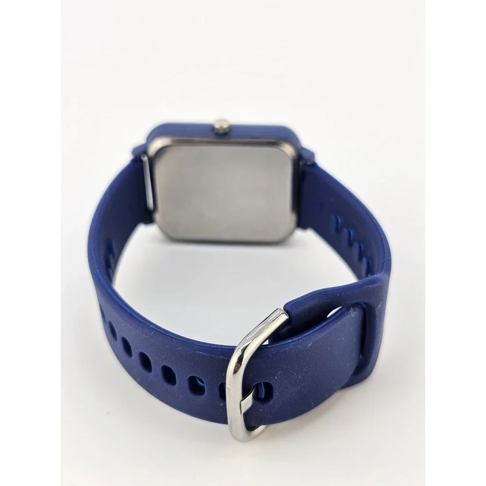 Women's Easy Read Tank Watch‎ 33MM Blue Dial Blue Plastic Bands NEW Battery